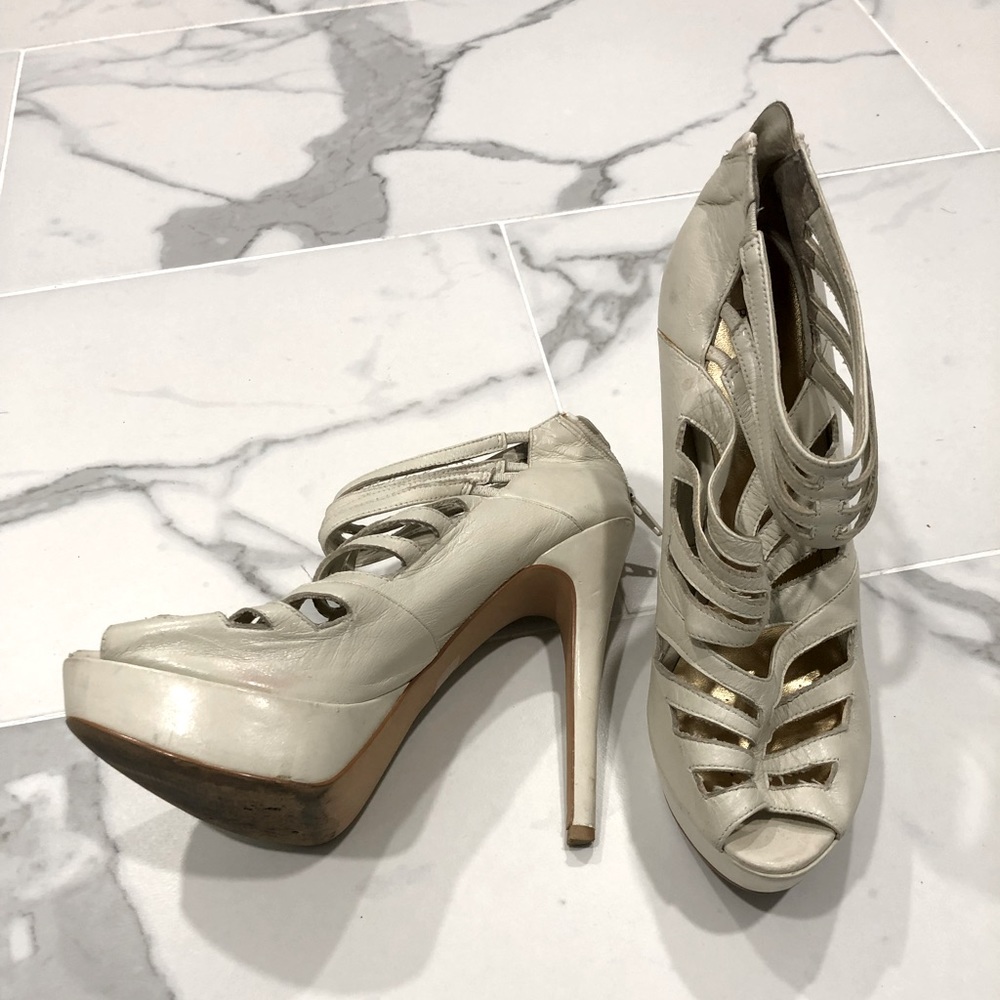 Blake Scott Beige Leather Platform Heel US 8